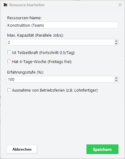 Ressource bearbeiten